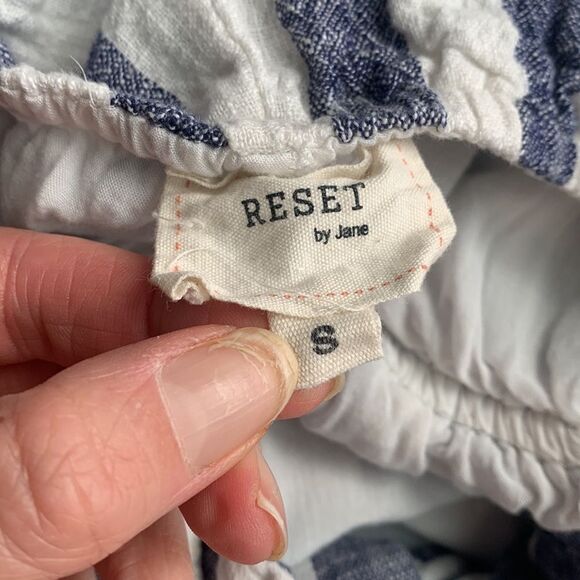 Reset by Jane Tie-Back Jumpsuit Blue/White SzS - Picture 9 of 10